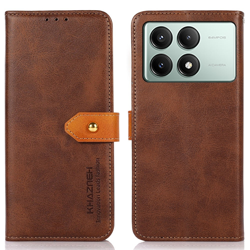 KHAZNEH For Xiaomi Redmi K70E 5G / Poco X6 Pro 5G Case Golden Magnetic Buckle Wallet Phone Protector