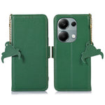 For Xiaomi Redmi Note 13 4G Wallet Case Genuine Cow Leather Phone Cover RFID Blocking