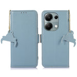 For Xiaomi Redmi Note 13 4G Wallet Case Genuine Cow Leather Phone Cover RFID Blocking