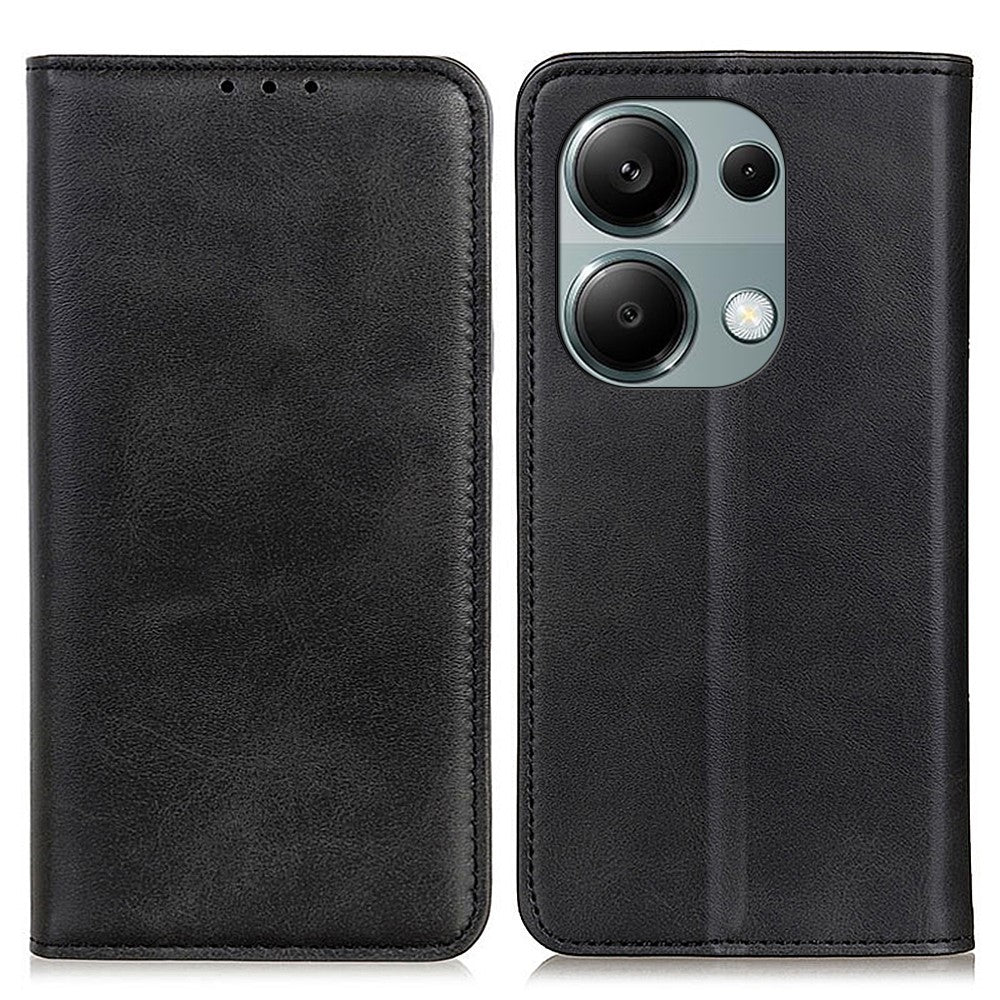 For Xiaomi Redmi Note 13 4G Split Leather Case Magnetic Closure Phone Cover Viewing Stand