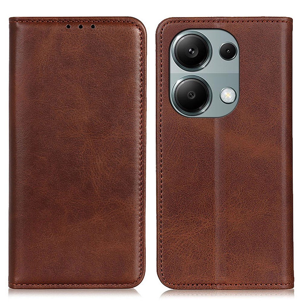 For Xiaomi Redmi Note 13 4G Split Leather Case Magnetic Closure Phone Cover Viewing Stand