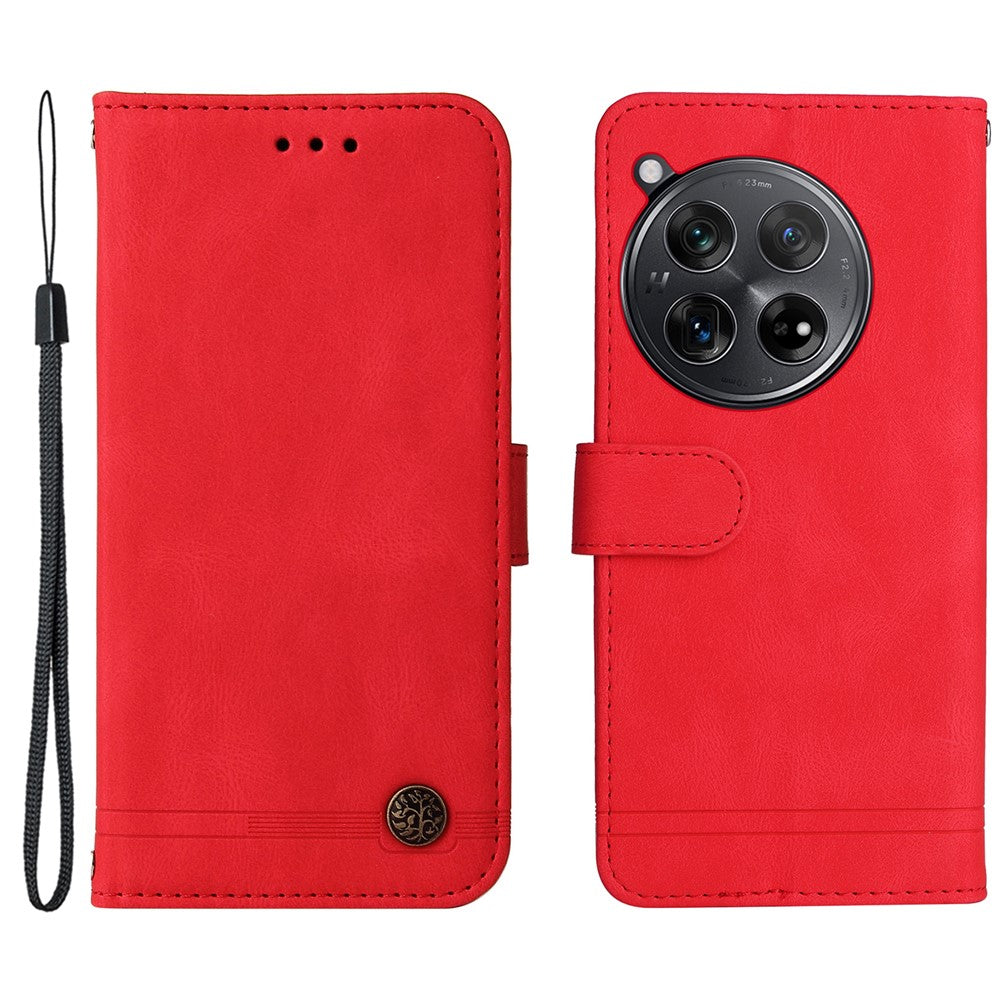OnePlus 12R 5G / Ace 3 5G Läderplånboksfodral Skin Touch mobilfodral Stativ med Rem