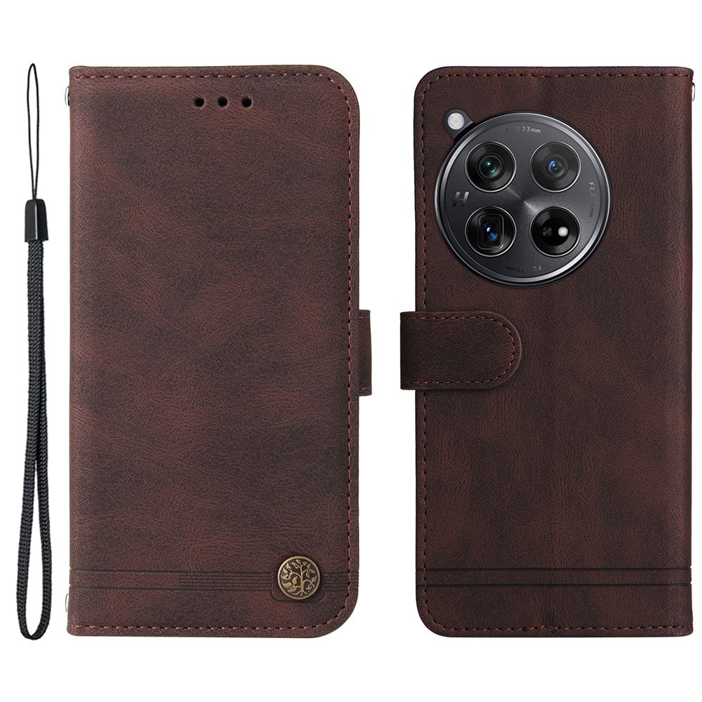 OnePlus 12R 5G / Ace 3 5G Läderplånboksfodral Skin Touch mobilfodral Stativ med Rem
