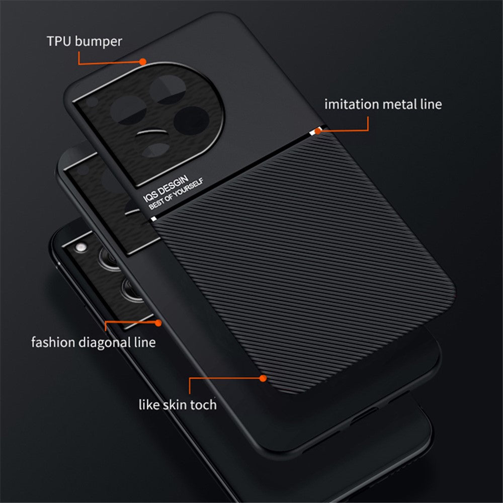 For OnePlus 12 5G Back Case PU+TPU+PC Anti-fingerprint Phone Protective Cover
