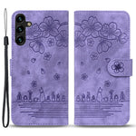 For Samsung Galaxy A25 5G (Global) (161.0 x 76.5 x 8.3mm) Leather Case Flower Cat Pattern Phone Cover Wallet