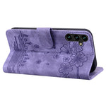 For Samsung Galaxy A25 5G (Global) (161.0 x 76.5 x 8.3mm) Leather Case Flower Cat Pattern Phone Cover Wallet