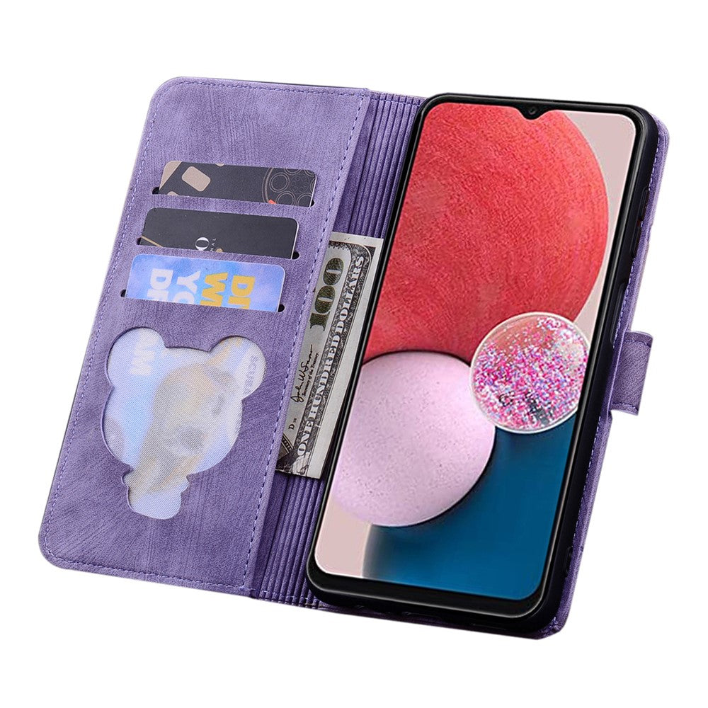 For Samsung Galaxy A25 5G (Global) (161.0 x 76.5 x 8.3mm) Leather Case Flower Cat Pattern Phone Cover Wallet
