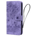 For Samsung Galaxy A25 5G (Global) (161.0 x 76.5 x 8.3mm) Leather Case Flower Cat Pattern Phone Cover Wallet