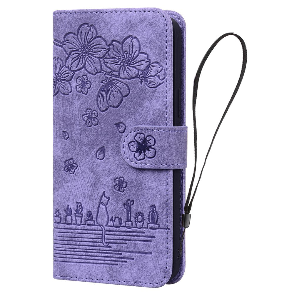 For Samsung Galaxy A25 5G (Global) (161.0 x 76.5 x 8.3mm) Leather Case Flower Cat Pattern Phone Cover Wallet