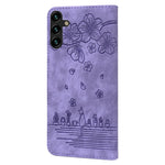 For Samsung Galaxy A25 5G (Global) (161.0 x 76.5 x 8.3mm) Leather Case Flower Cat Pattern Phone Cover Wallet