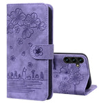 For Samsung Galaxy A25 5G (Global) (161.0 x 76.5 x 8.3mm) Leather Case Flower Cat Pattern Phone Cover Wallet