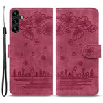 For Samsung Galaxy A25 5G (Global) (161.0 x 76.5 x 8.3mm) Leather Case Flower Cat Pattern Phone Cover Wallet