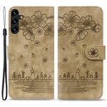 For Samsung Galaxy A25 5G (Global) (161.0 x 76.5 x 8.3mm) Leather Case Flower Cat Pattern Phone Cover Wallet
