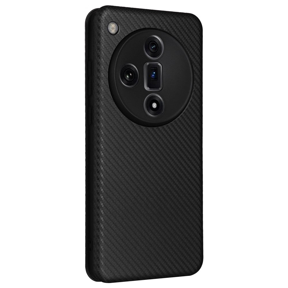 For Oppo Find X7 Ultra Leather Case Carbon Fiber Texture Magnetic Protect Phone Cover