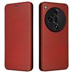 For Oppo Find X7 Ultra Leather Case Carbon Fiber Texture Magnetic Protect Phone Cover