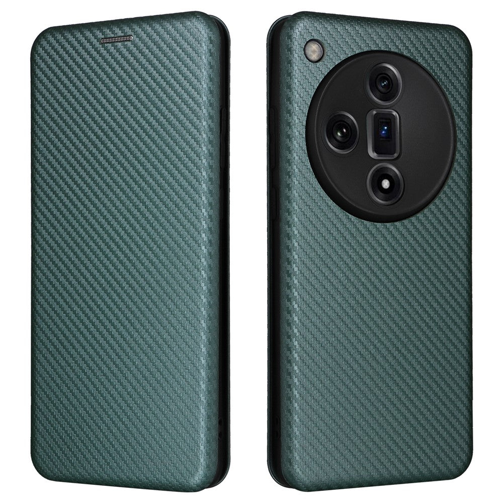 For Oppo Find X7 Ultra Leather Case Carbon Fiber Texture Magnetic Protect Phone Cover