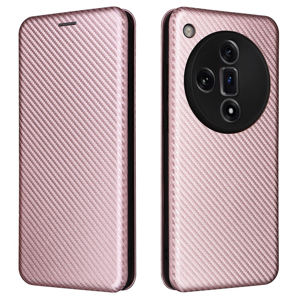 For Oppo Find X7 Ultra Leather Case Carbon Fiber Texture Magnetic Protect Phone Cover