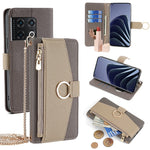 Til OnePlus 10 Pro 5G Crossbody Pungcover PU Læder Lynlås Taske Telefoncover Makeupspejl