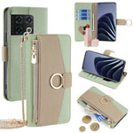Til OnePlus 10 Pro 5G Crossbody Pungcover PU Læder Lynlås Taske Telefoncover Makeupspejl