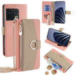 Til OnePlus 10 Pro 5G Crossbody Pungcover PU Læder Lynlås Taske Telefoncover Makeupspejl