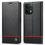 LC.IMEEKE For Xiaomi Redmi Note 13 5G Case Carbon Fiber Texture PU Leather Flip Stand Cover