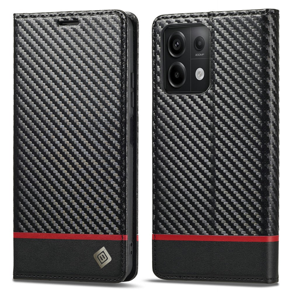 LC.IMEEKE For Xiaomi Redmi Note 13 5G Case Carbon Fiber Texture PU Leather Flip Stand Cover