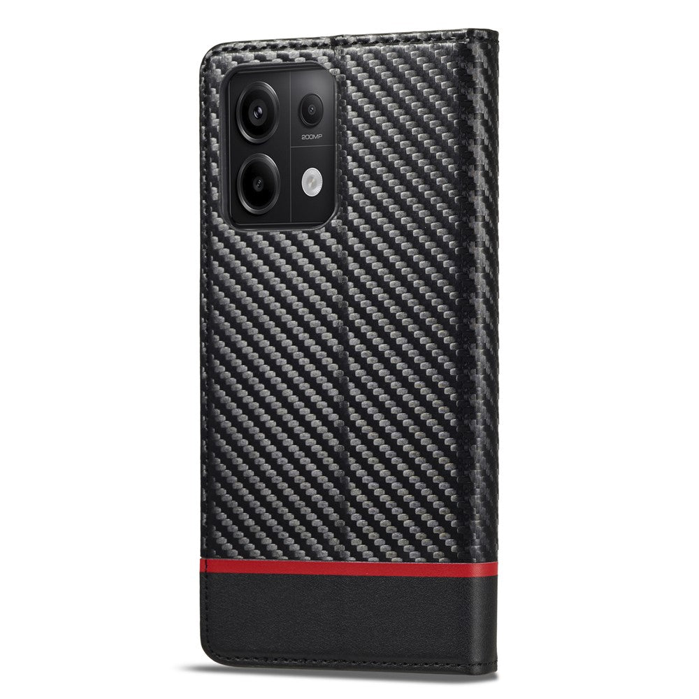 LC.IMEEKE For Xiaomi Redmi Note 13 5G Case Carbon Fiber Texture PU Leather Flip Stand Cover