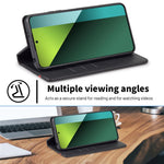 LC.IMEEKE For Xiaomi Redmi Note 13 5G Case Carbon Fiber Texture PU Leather Flip Stand Cover