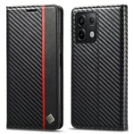 LC.IMEEKE For Xiaomi Redmi Note 13 5G Case Carbon Fiber Texture PU Leather Flip Stand Cover