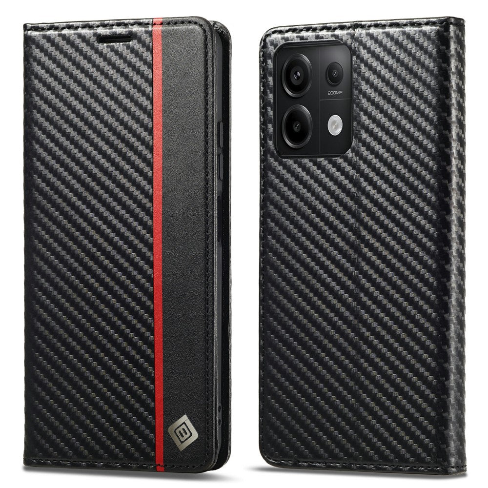 LC.IMEEKE For Xiaomi Redmi Note 13 5G Case Carbon Fiber Texture PU Leather Flip Stand Cover
