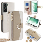 For Samsung Galaxy S22+ 5G Zipper Pocket Case PU Leather Crossbody Phone Cover Wallet