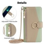 For Samsung Galaxy A73 5G Zipper Flip Cover PU Leather Phone Case with Crossbody Strap