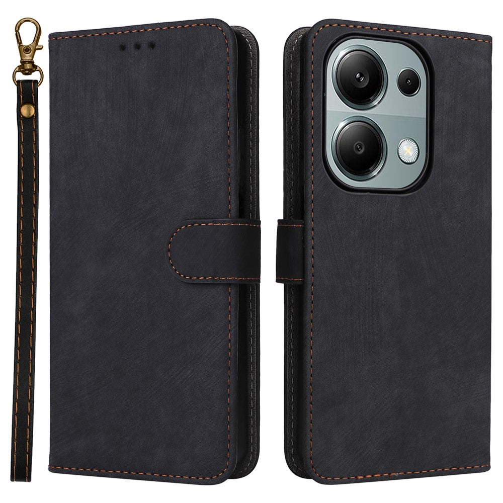 For Xiaomi Redmi Note 13 Pro 4G / Poco M6 Pro 4G / Note 14S 4G Case with Strap RFID Blocking PU Leather Cover Stand