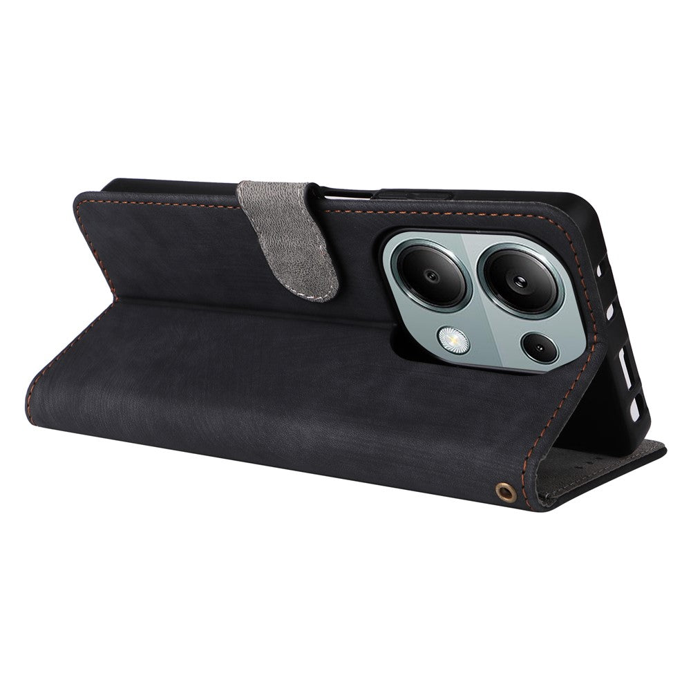 For Xiaomi Redmi Note 13 Pro 4G / Poco M6 Pro 4G / Note 14S 4G Case with Strap RFID Blocking PU Leather Cover Stand