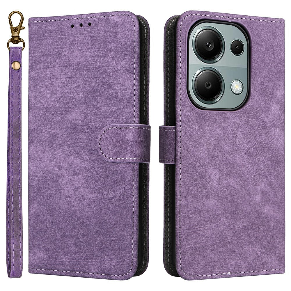 For Xiaomi Redmi Note 13 Pro 4G / Poco M6 Pro 4G / Note 14S 4G Case with Strap RFID Blocking PU Leather Cover Stand