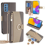 For Samsung Galaxy M52 5G Wallet Case Makeup Mirror Inside Crossbody PU Leather Phone Cover