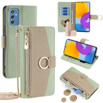 For Samsung Galaxy M52 5G Wallet Case Makeup Mirror Inside Crossbody PU Leather Phone Cover