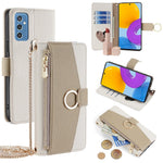 For Samsung Galaxy M52 5G Wallet Case Makeup Mirror Inside Crossbody PU Leather Phone Cover