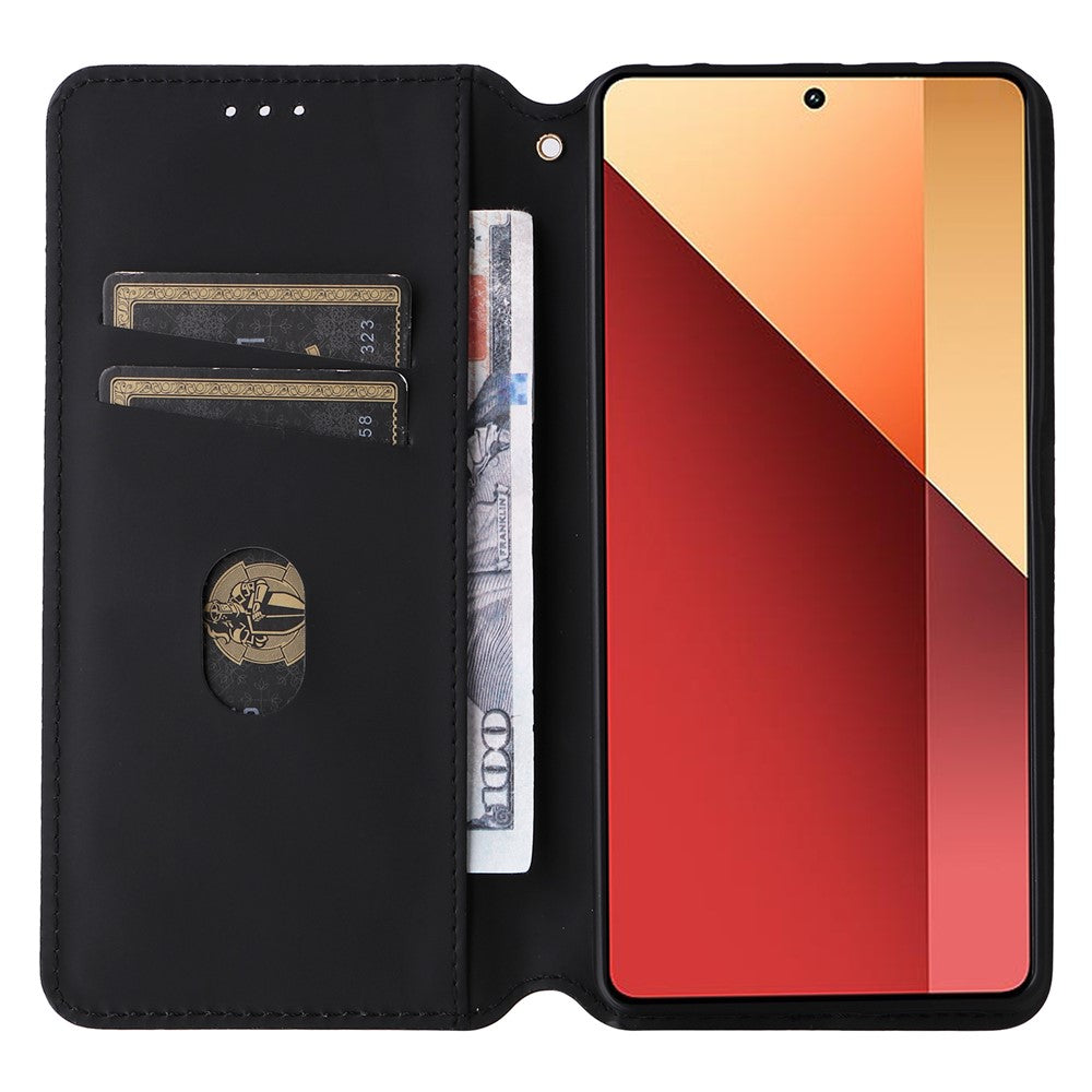 For Xiaomi Redmi Note 13 Pro 4G / Poco M6 Pro 4G / Note 14S 4G Case Rhombus Imprinted Stand View Phone Cover