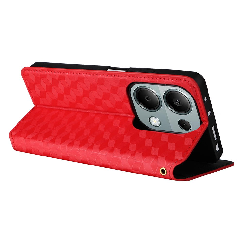 For Xiaomi Redmi Note 13 Pro 4G / Poco M6 Pro 4G / Note 14S 4G Case Rhombus Imprinted Stand View Phone Cover