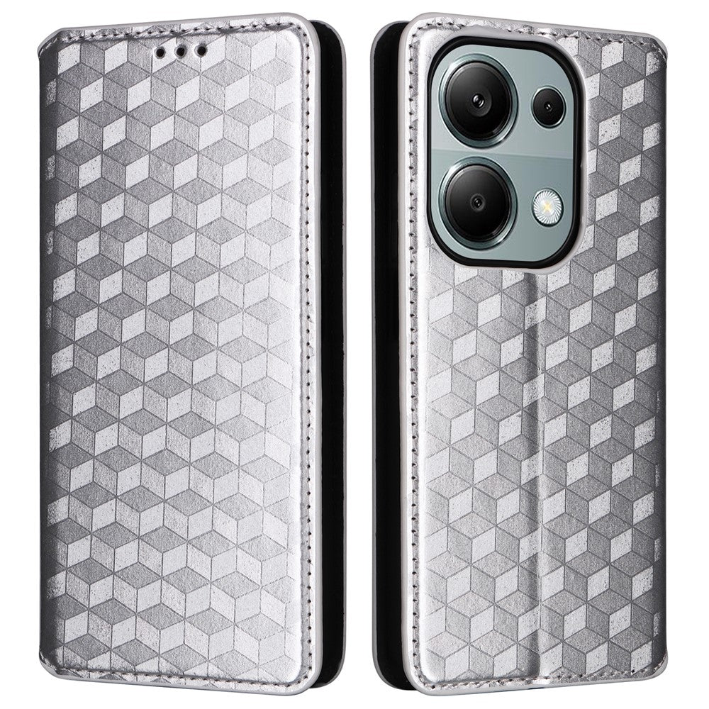 For Xiaomi Redmi Note 13 Pro 4G / Poco M6 Pro 4G / Note 14S 4G Case Rhombus Imprinted Stand View Phone Cover