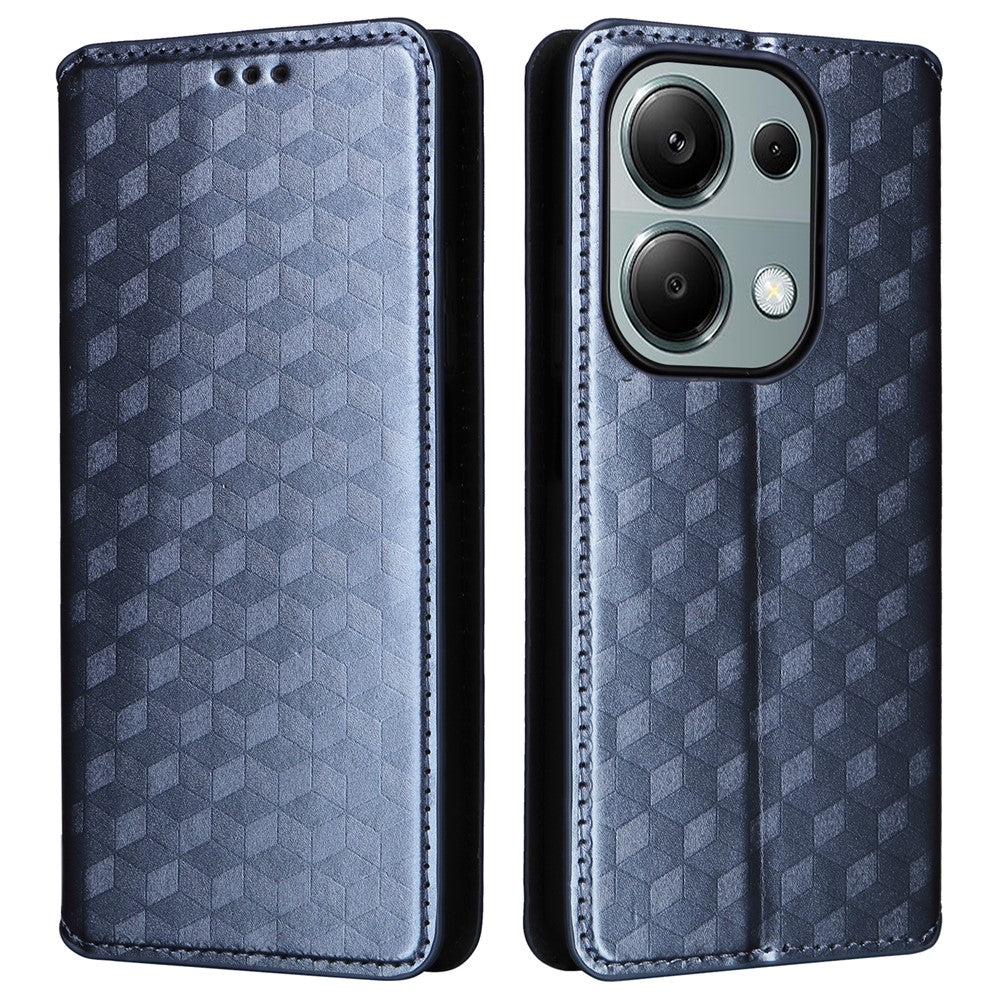 For Xiaomi Redmi Note 13 Pro 4G / Poco M6 Pro 4G / Note 14S 4G Case Rhombus Imprinted Stand View Phone Cover