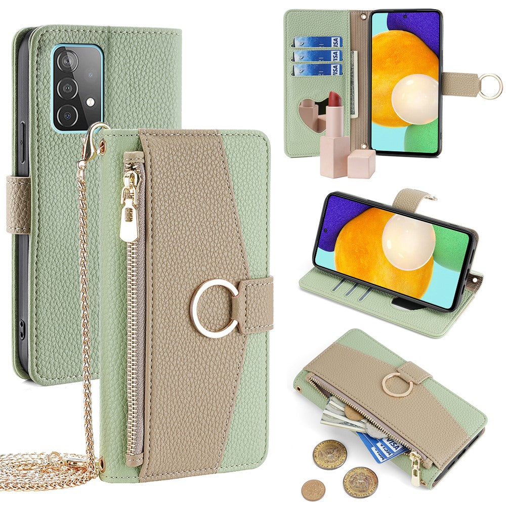 Til Samsung Galaxy A52 4G / 5G / A52s 5G Crossbody Etui PU Læder Lynlås Telefon Cover