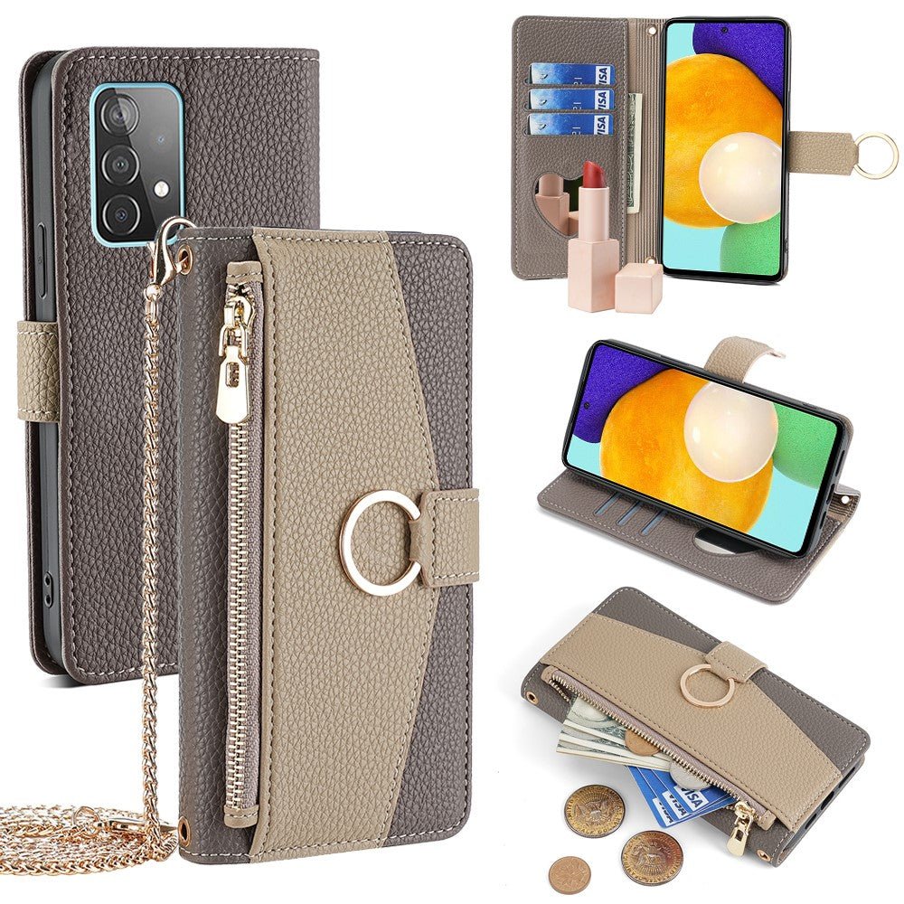 Til Samsung Galaxy A52 4G / 5G / A52s 5G Crossbody Etui PU Læder Lynlås Telefon Cover