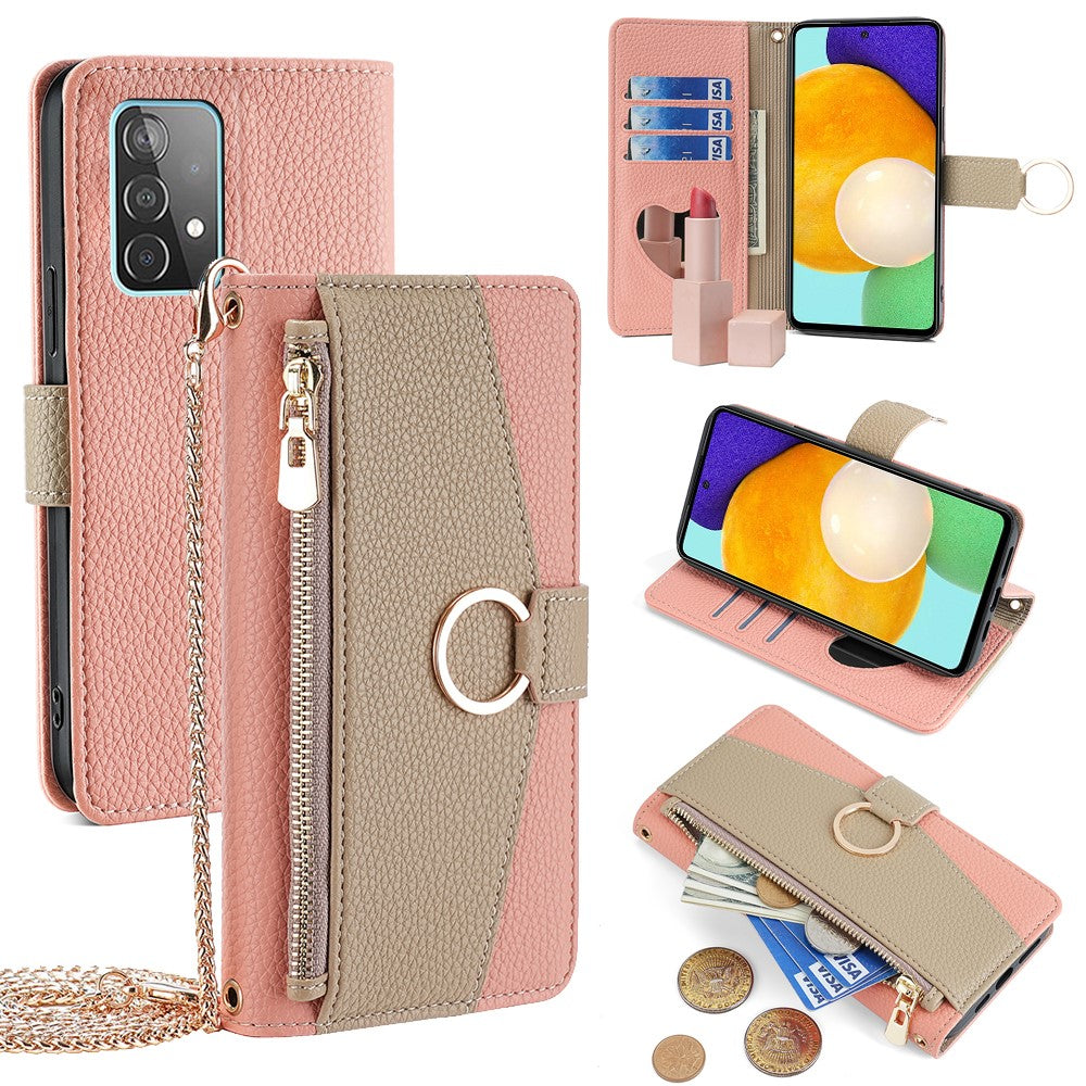 Til Samsung Galaxy A52 4G / 5G / A52s 5G Crossbody Etui PU Læder Lynlås Telefon Cover