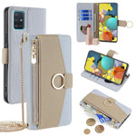 Til Samsung Galaxy A51 5G SM-A516 Wallet Etui Lynlås PU Læder Crossbody Telefoncover