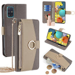 Til Samsung Galaxy A51 5G SM-A516 Wallet Etui Lynlås PU Læder Crossbody Telefoncover