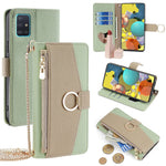 Til Samsung Galaxy A51 5G SM-A516 Wallet Etui Lynlås PU Læder Crossbody Telefoncover