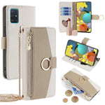 Til Samsung Galaxy A51 5G SM-A516 Wallet Etui Lynlås PU Læder Crossbody Telefoncover