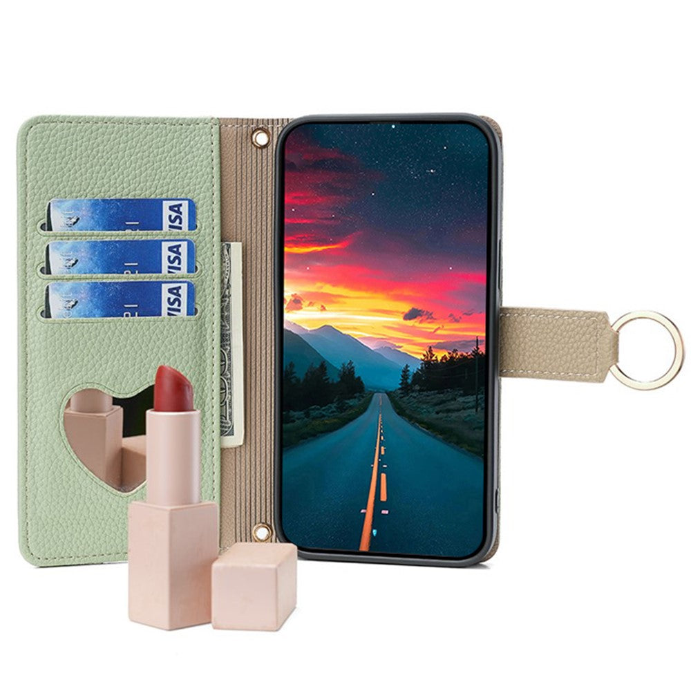 For Samsung Galaxy A03 (166.5mm) Case PU Leather Makeup Mirror Wallet Cover Stand